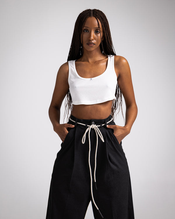 MONTE RIB CROP TOP WHITE