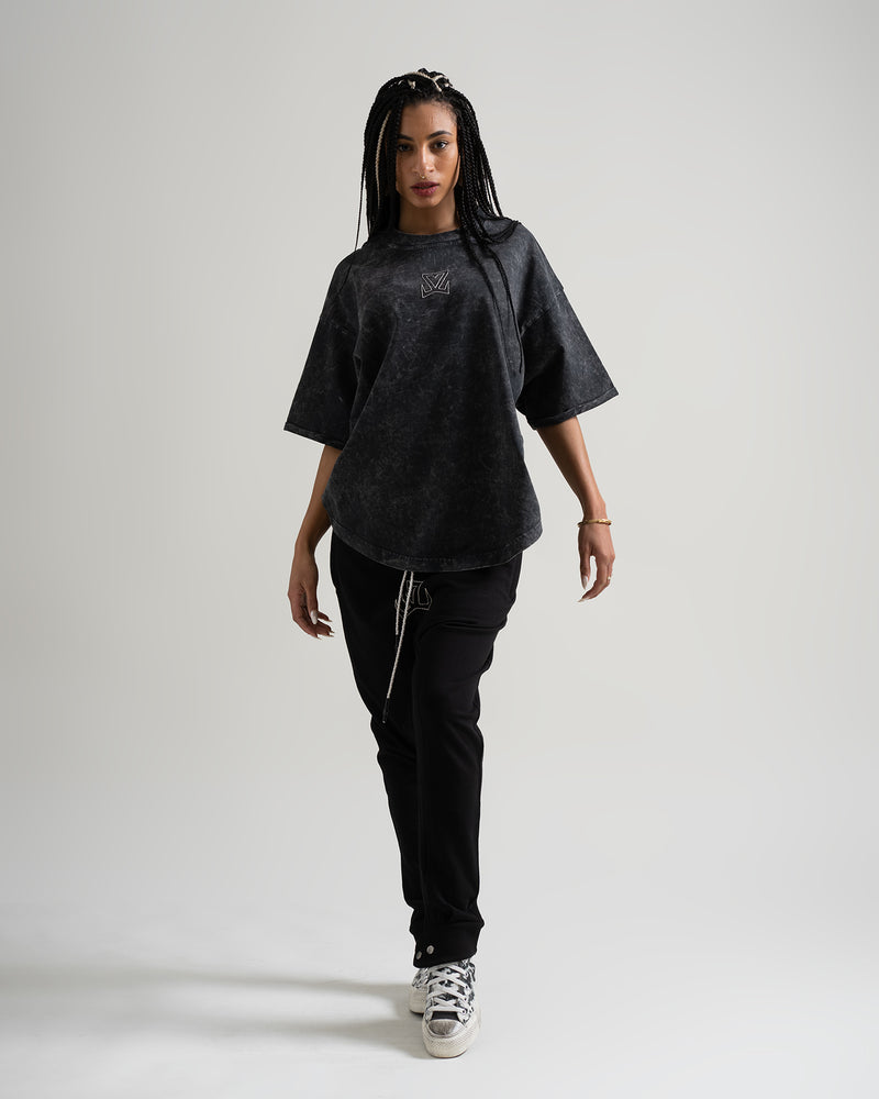 LINA CREWNECK T-SHIRT BLACK ACID